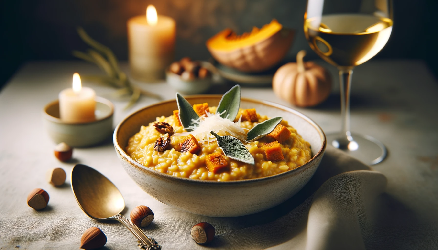 Gourmet Pumpkin Risotto with Crispy Sage and Toasted Hazelnuts