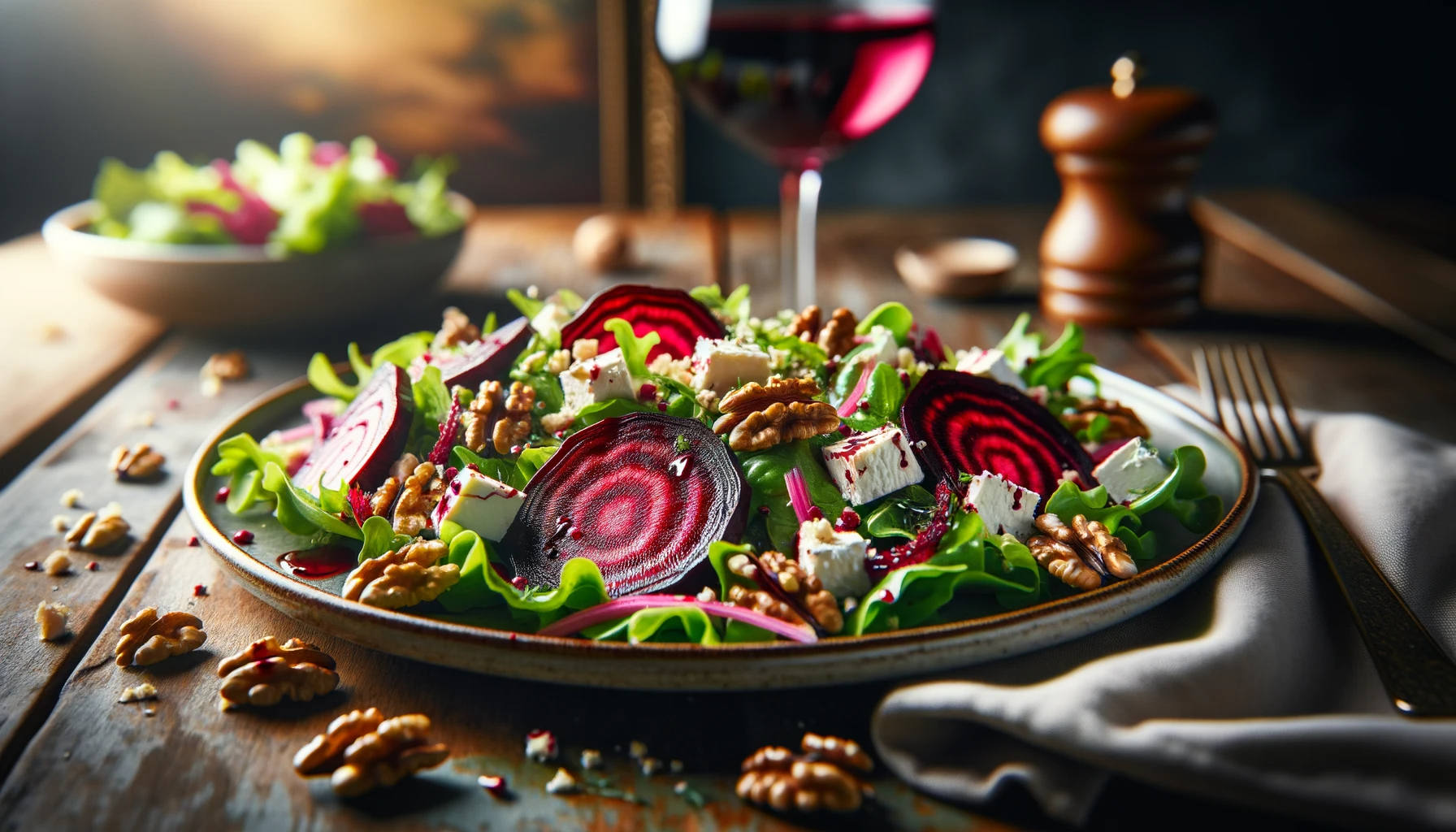 Roasted Beet Salad with Goat Cheese and Walnuts