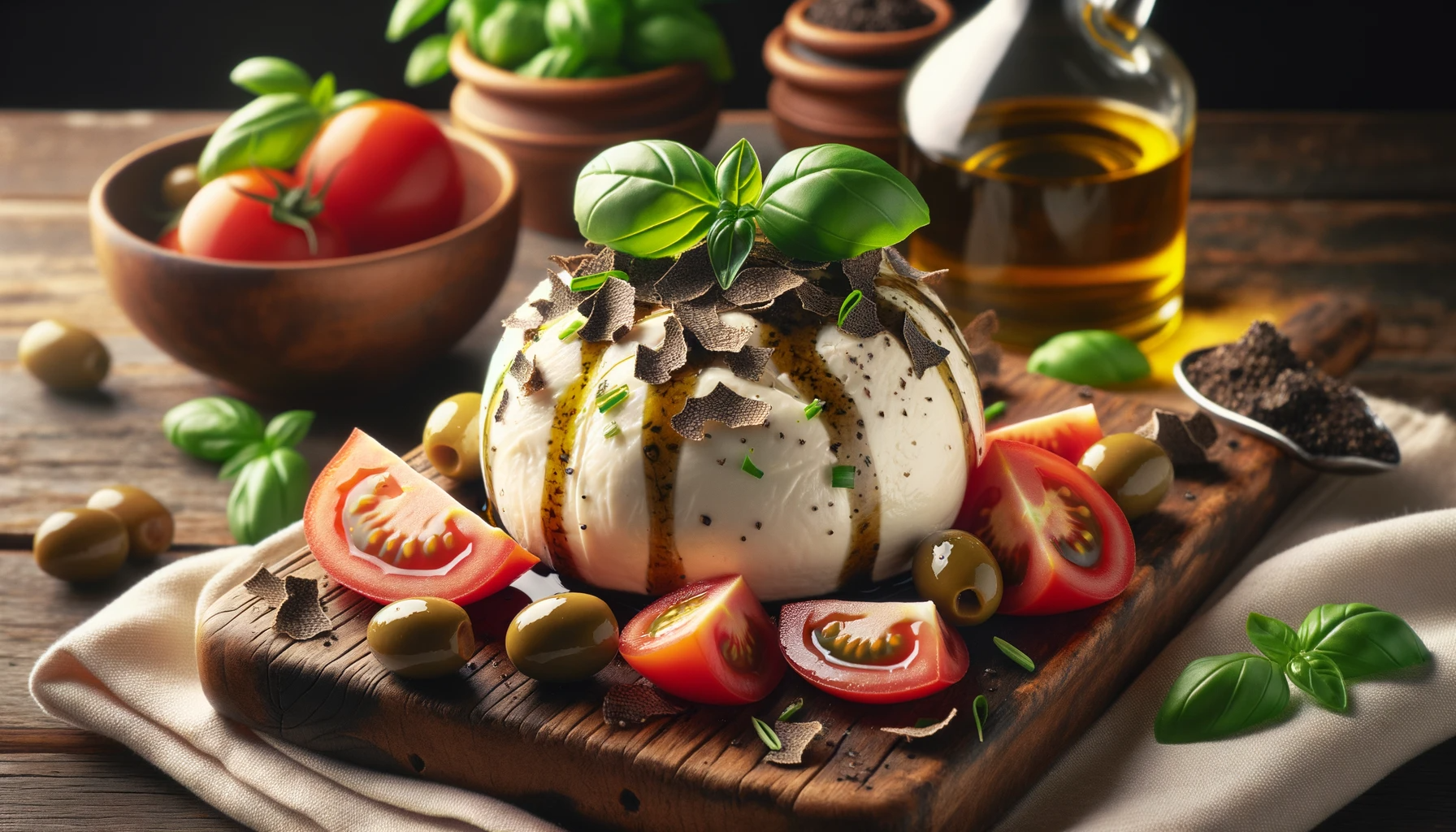 Truffle Oil Infused Homemade Mozzarella