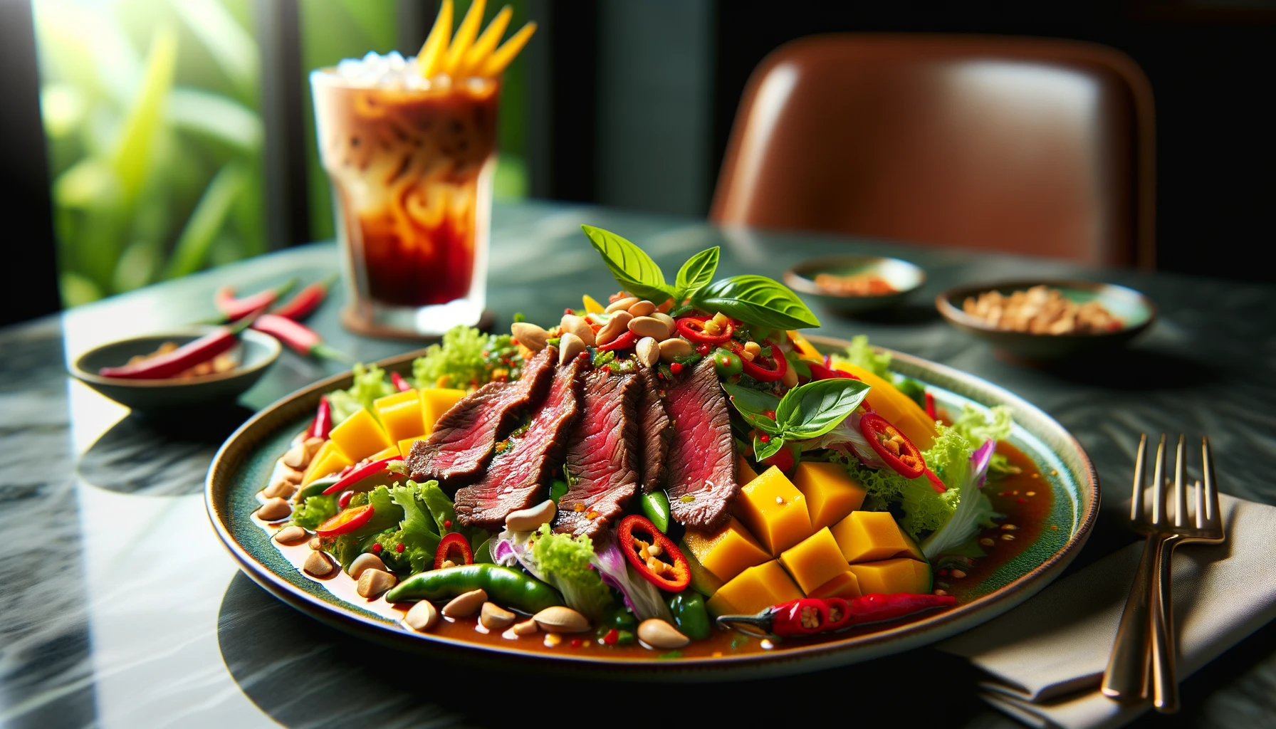 Spicy Thai Beef Salad with Mango and Basil